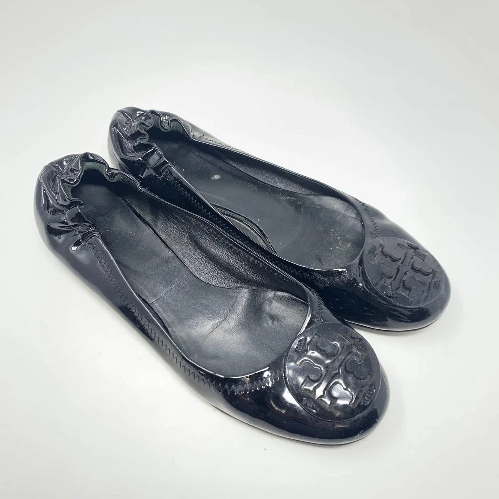 Tory Burch Reva Classic Patent Leather Ballet Flats Black Size US‎ 7.5